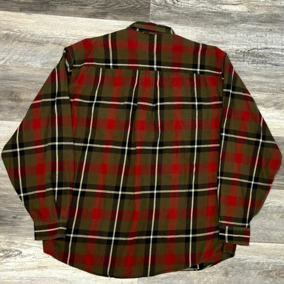 Eddie Bauer Flannel Tartan Plaid Red Green Mens L Tall Button Shirt VIntage 90s - Picture 3 of 8